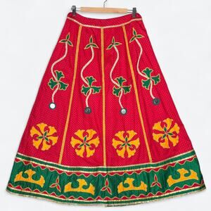 VTG Sanskriti Style Midi Mirrored Folk Skirt Women's OS Artsy Boho Faire Costume
